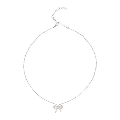 Silver Bow Pendant Necklace