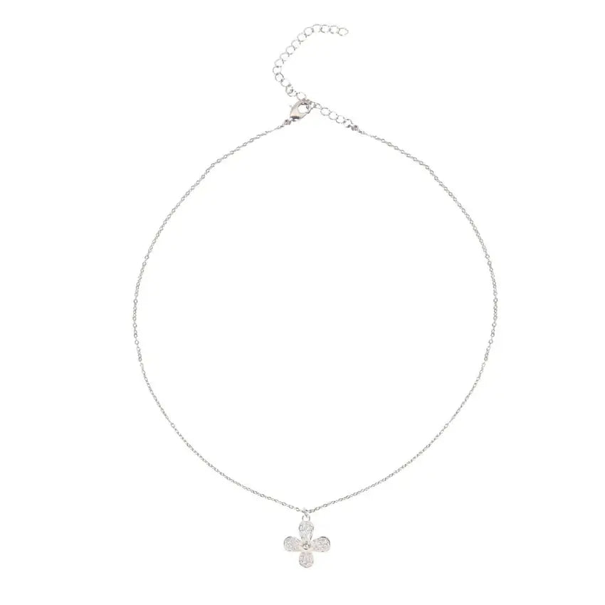 Silver Flower Pendant Necklace