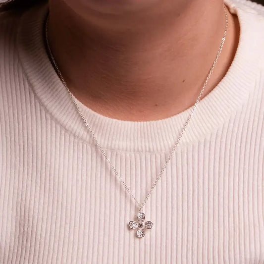 Silver Flower Pendant Necklace