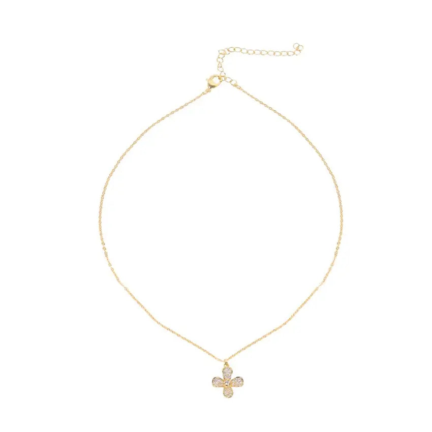 Gold Plated Flower Pendant Necklace