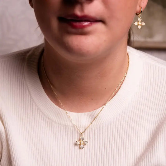 Gold Plated Flower Pendant Necklace
