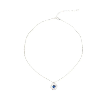 Navy Crystal Star Detail Star Silver Necklace