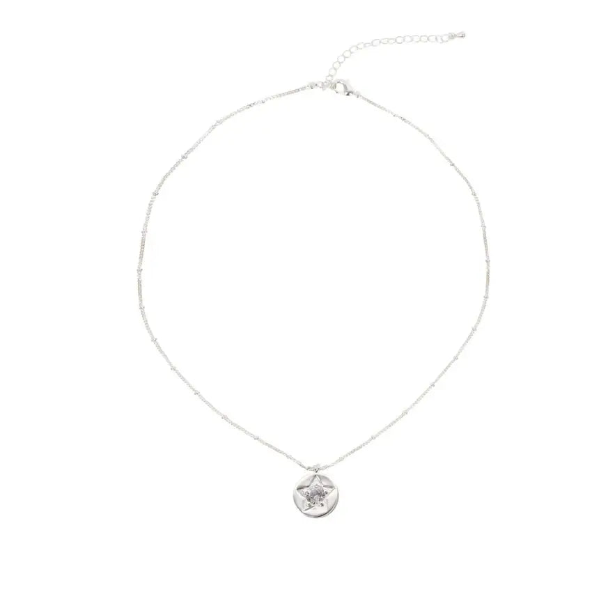Clear Crystal Star Detail Silver Necklace