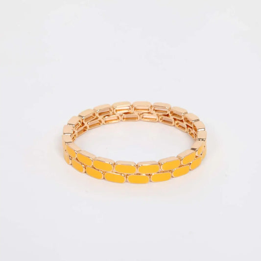 Yellow Elasticated Enamel Tile Bracelet
