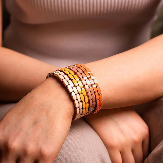 Yellow Elasticated Enamel Tile Bracelet