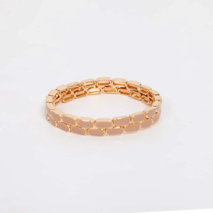 Caramel Elasticated Enamel Tile Bracelet