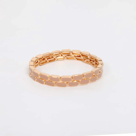 Caramel Elasticated Enamel Tile Bracelet