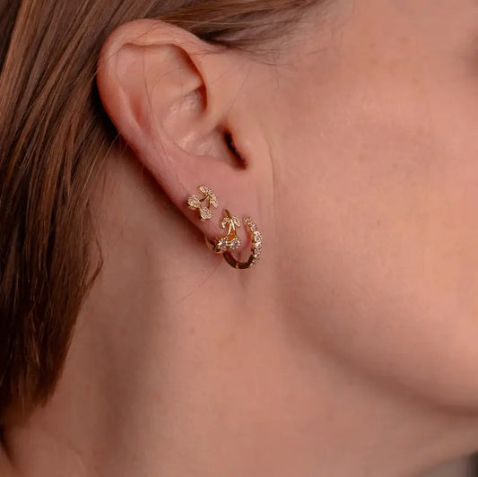Gold Cherry Earring Stack