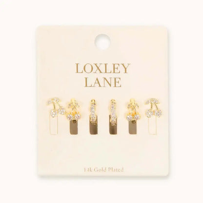 Gold Cherry Earring Stack