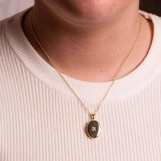 Gold Oval Locket Necklace
