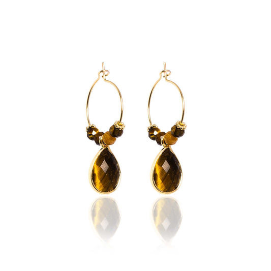 Emily Natural Stone Earrings - Chocolate