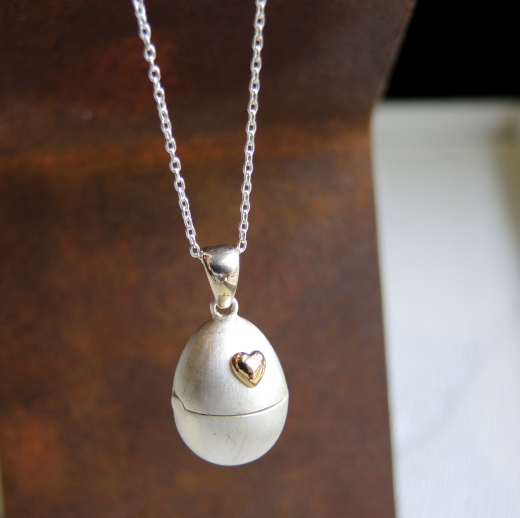 Silver Egg locket pendant