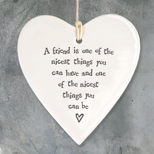 Porcelain Round Heart - A Friend is Nice