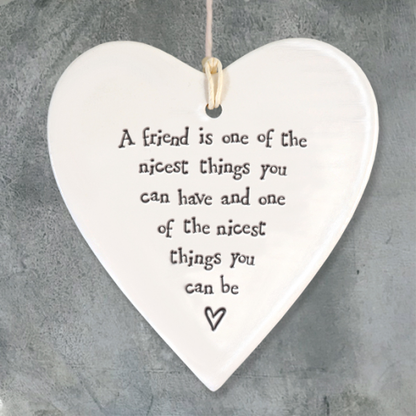 Porcelain Round Heart - A Friend is Nice
