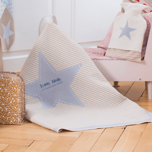 JUWEL Baby Blanket Star Light Blue