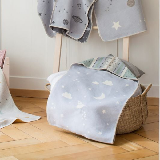JUWEL Baby Blanket Planets Allover Light Blue