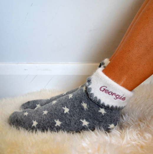 Star Wool Blend Socks - Grey