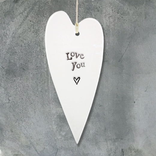 Porcelain Long Heart - Love You