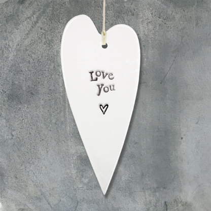 Porcelain Long Heart - Love You