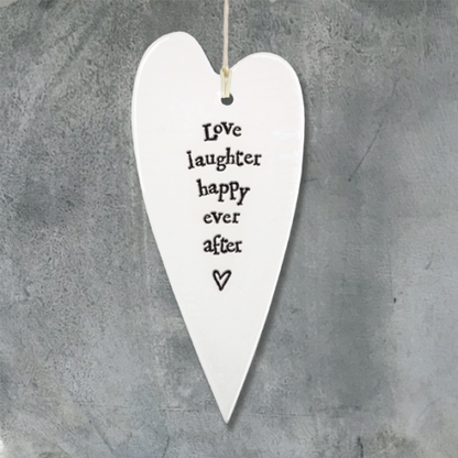 Porcelain Long Heart - Love, Laughter