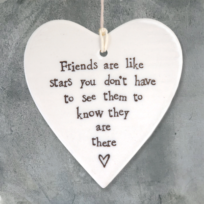Porcelain Round Heart - Friends are like Stars