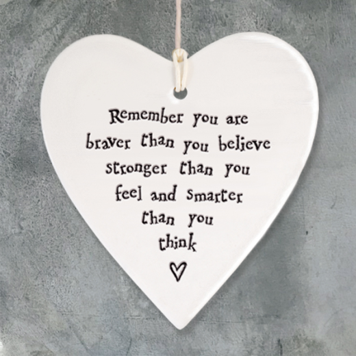 Porcelain Round Heart - Remember You Are Braver