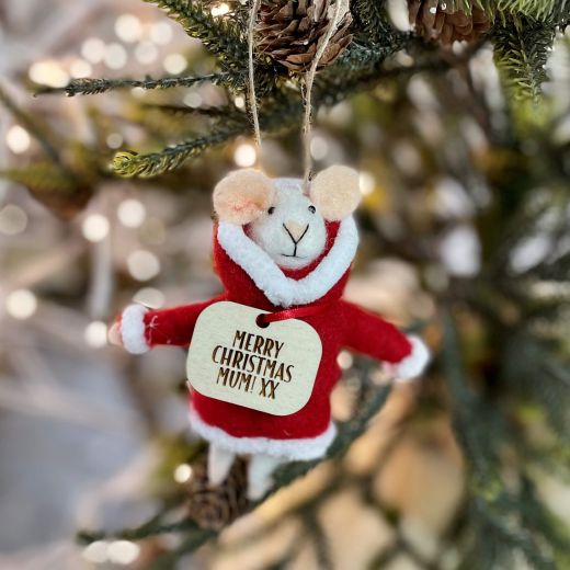 Mouse in Puffer Jacket Felt Decoration