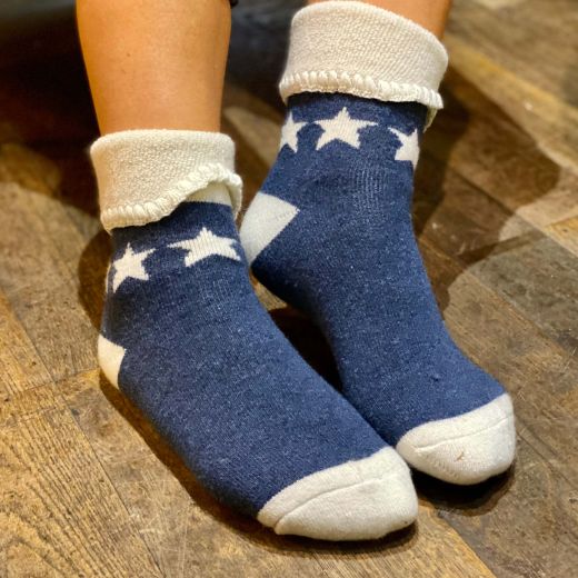 Blue Stars Around Ankle Wool Blend Socks
