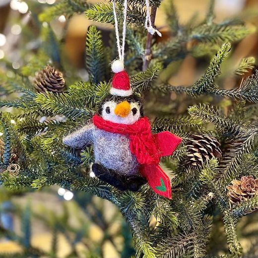 Penguin With Skis & Santa Hat