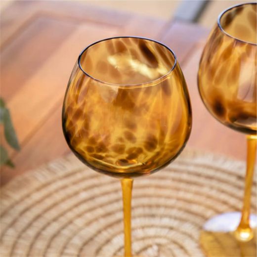 Set of 2 Gin Glasses with Tortoise Shell Finish