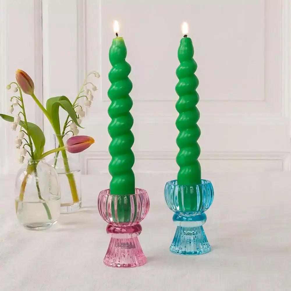 Twisted Dark Green Candle
