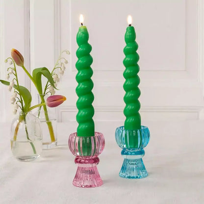 Twisted Dark Green Candle