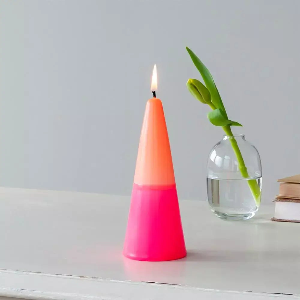 Pink & Orange Cone Candle Small