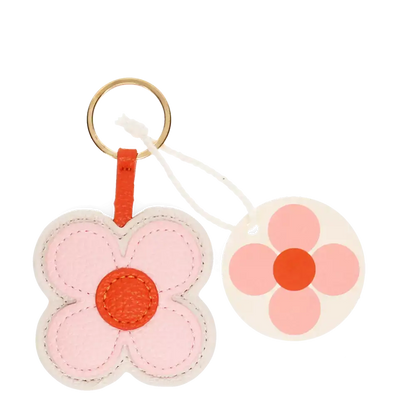 Pink Daisy Faux Leather Keyring