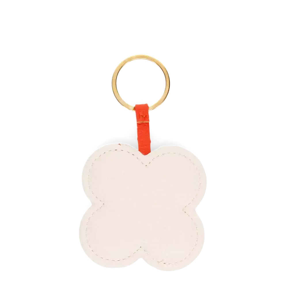 Pink Daisy Faux Leather Keyring