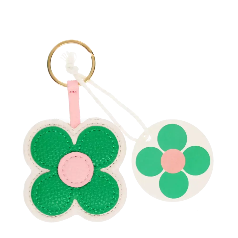 Green Daisy Faux Leather Keyring