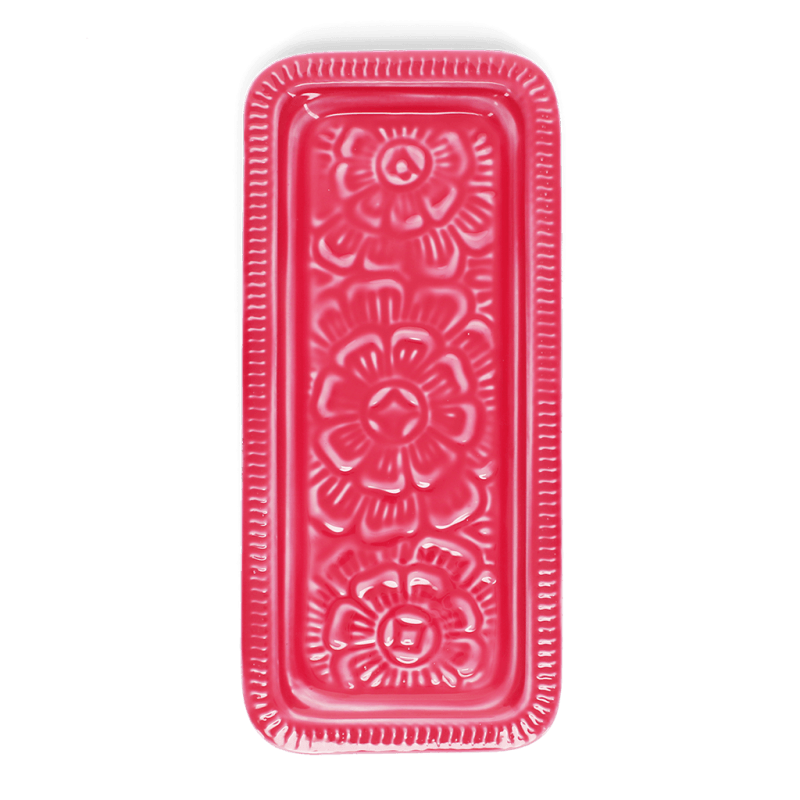 Rectangular Enamel Tray Vibrant Pink