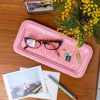 Rectangular Enamel Tray Pale Pink