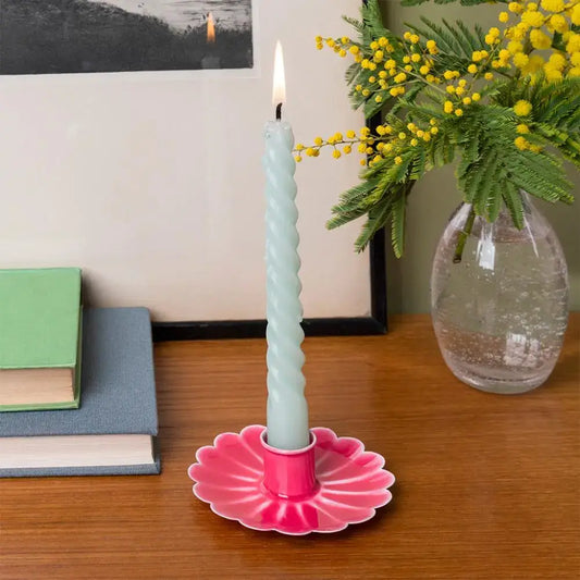 Flower Candle Holder Vibrant Pink
