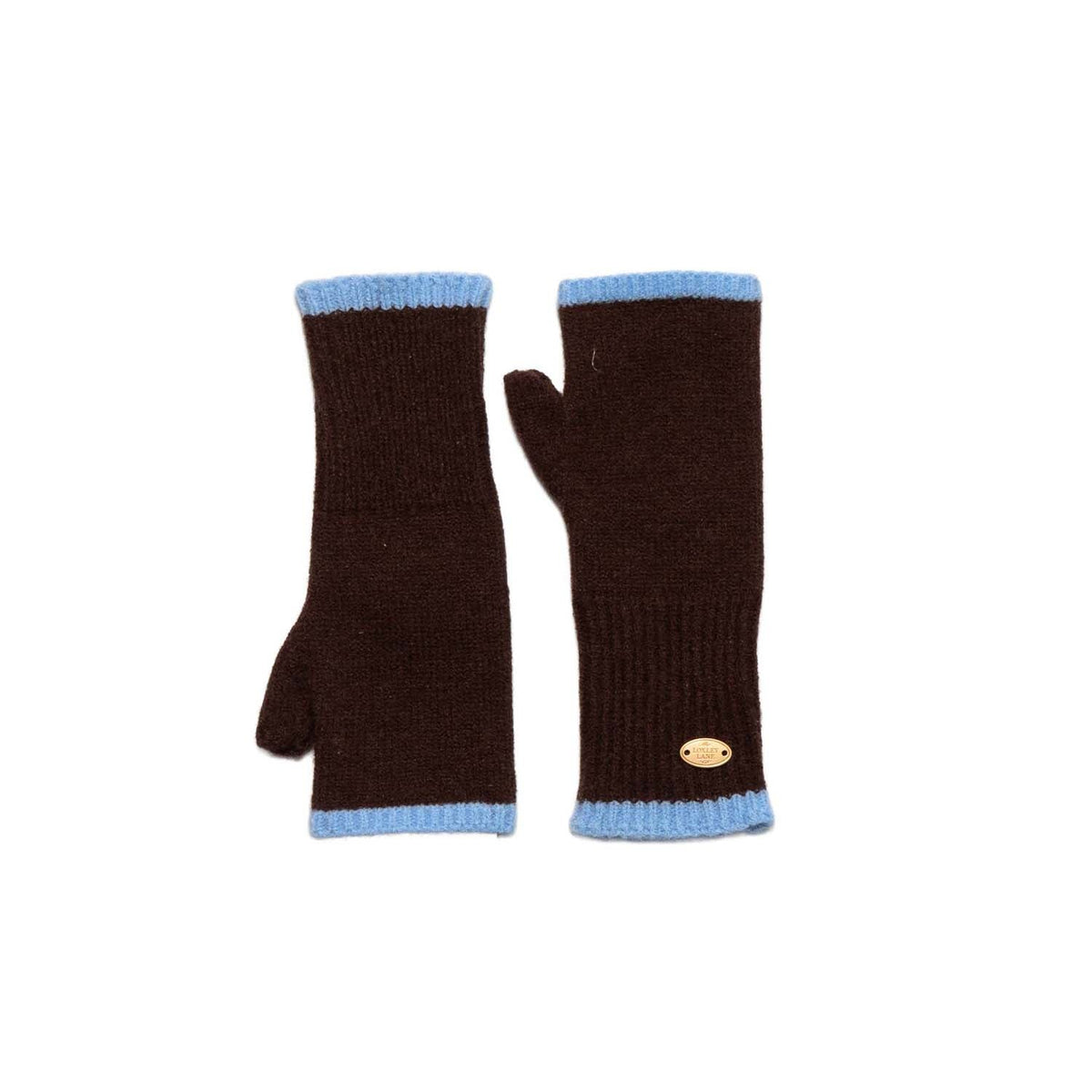 Knitted Fingerless Gloves - Brown