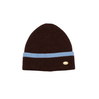 Beanie Hat Boarder Design - Blue/Brown