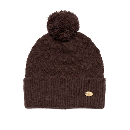 Knitted Pom Pom Hat - Chocolate