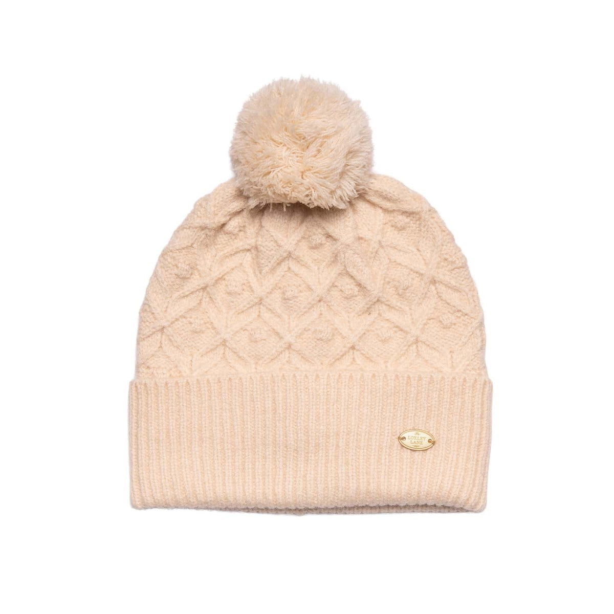 Knitted Pom Pom Hat - Cream