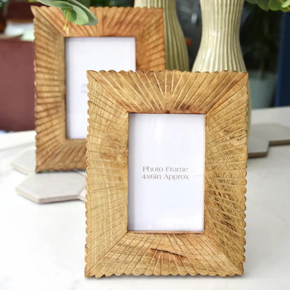 Mango Wood Photo Frame - Etched Lines (4x6)