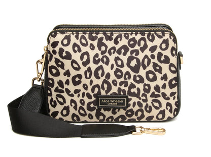 Leopard Double Zip Cross Body Bag