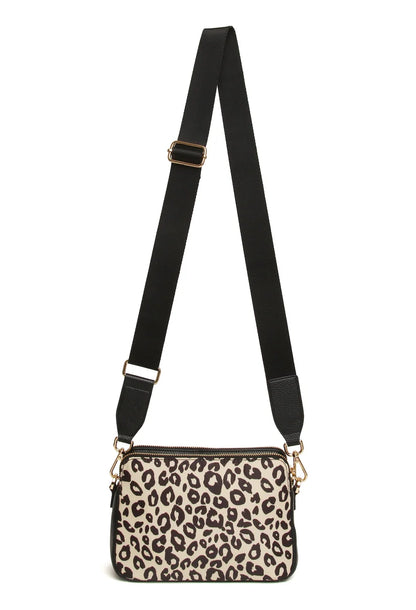 Leopard Double Zip Cross Body Bag