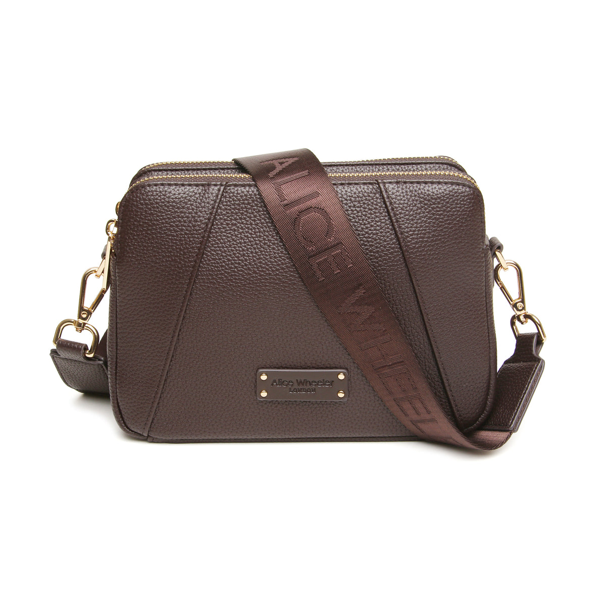 Chocolate Double Zip Cross Body Bag