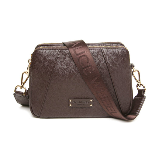 Chocolate Double Zip Cross Body Bag