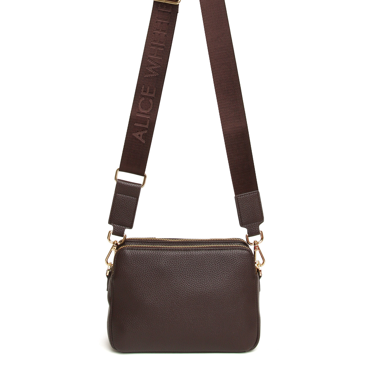 Chocolate Double Zip Cross Body Bag