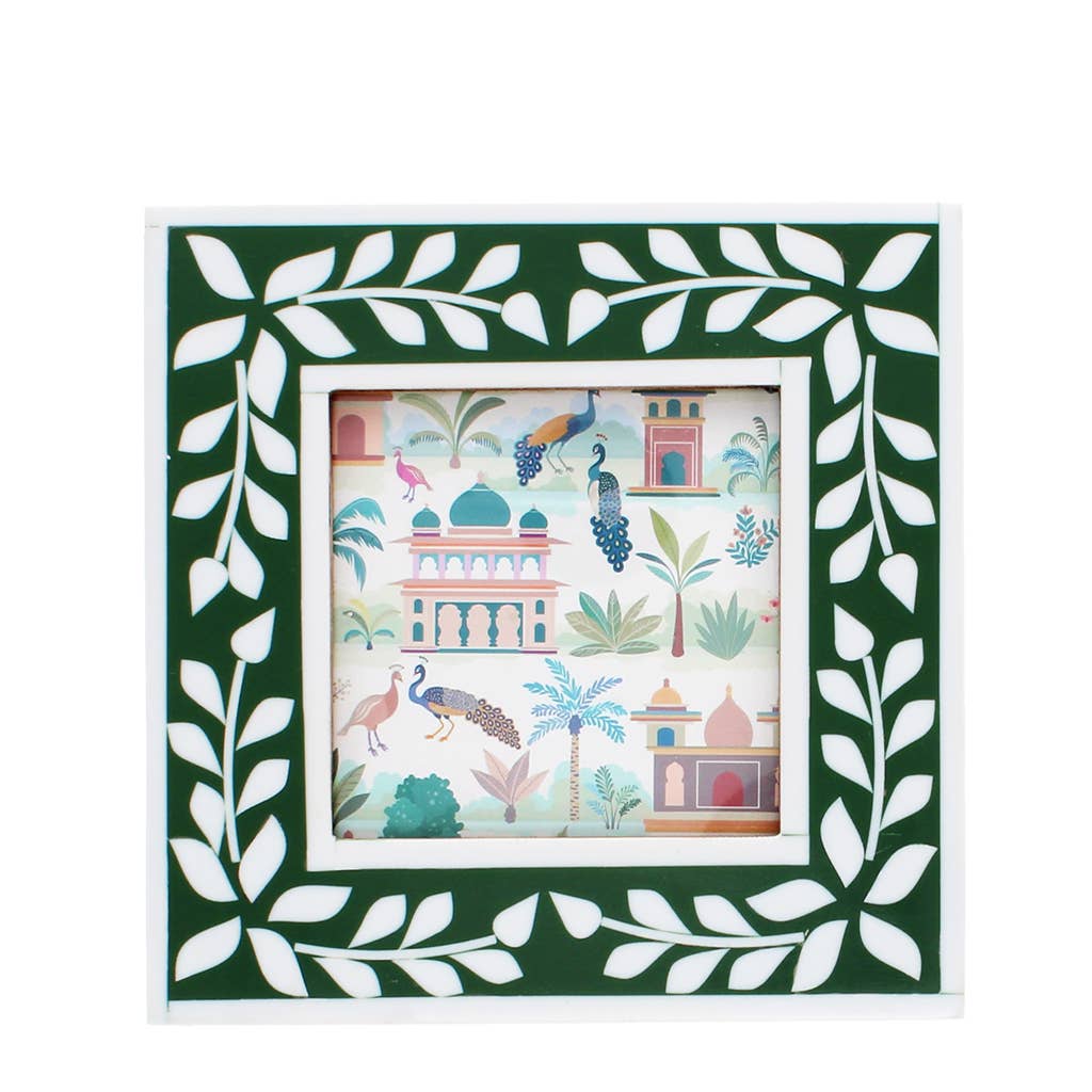 Square resin picture frame (3.5" X 3.5") - Green